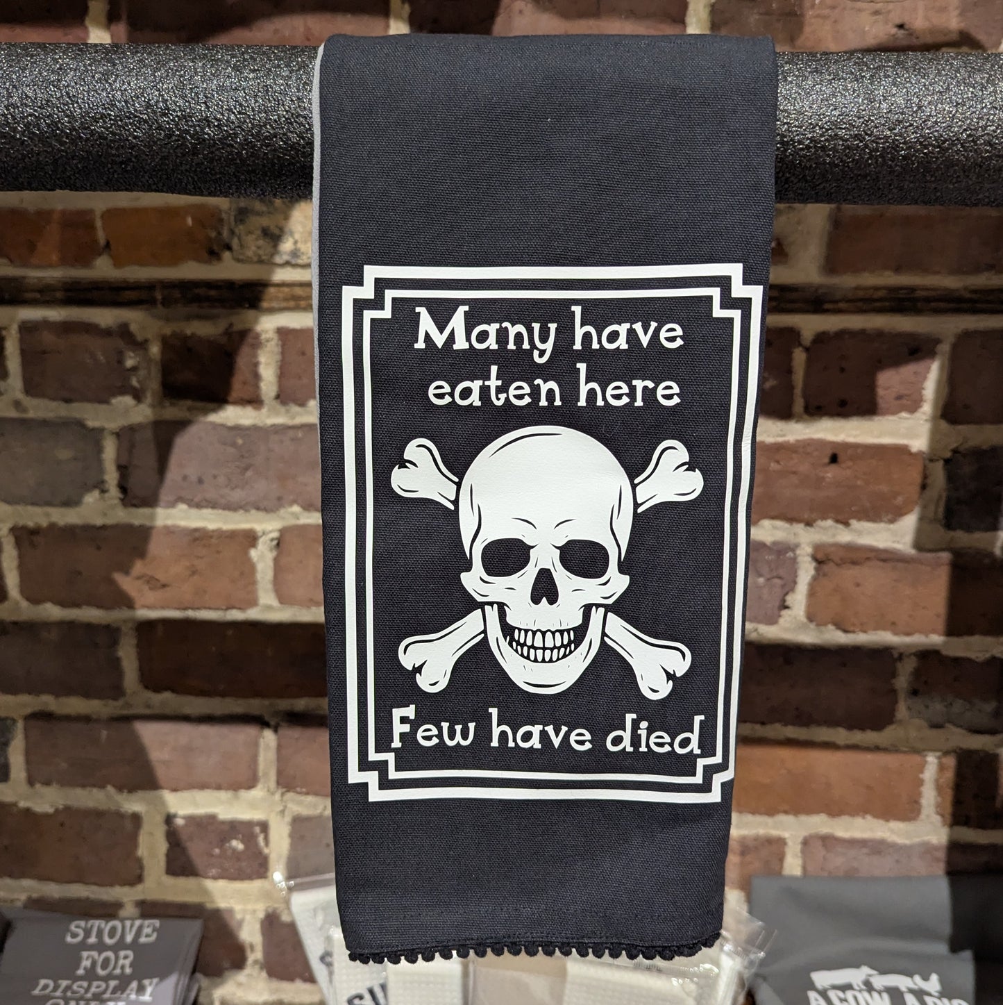 Many Have Eaten Here Tea Towel - Black