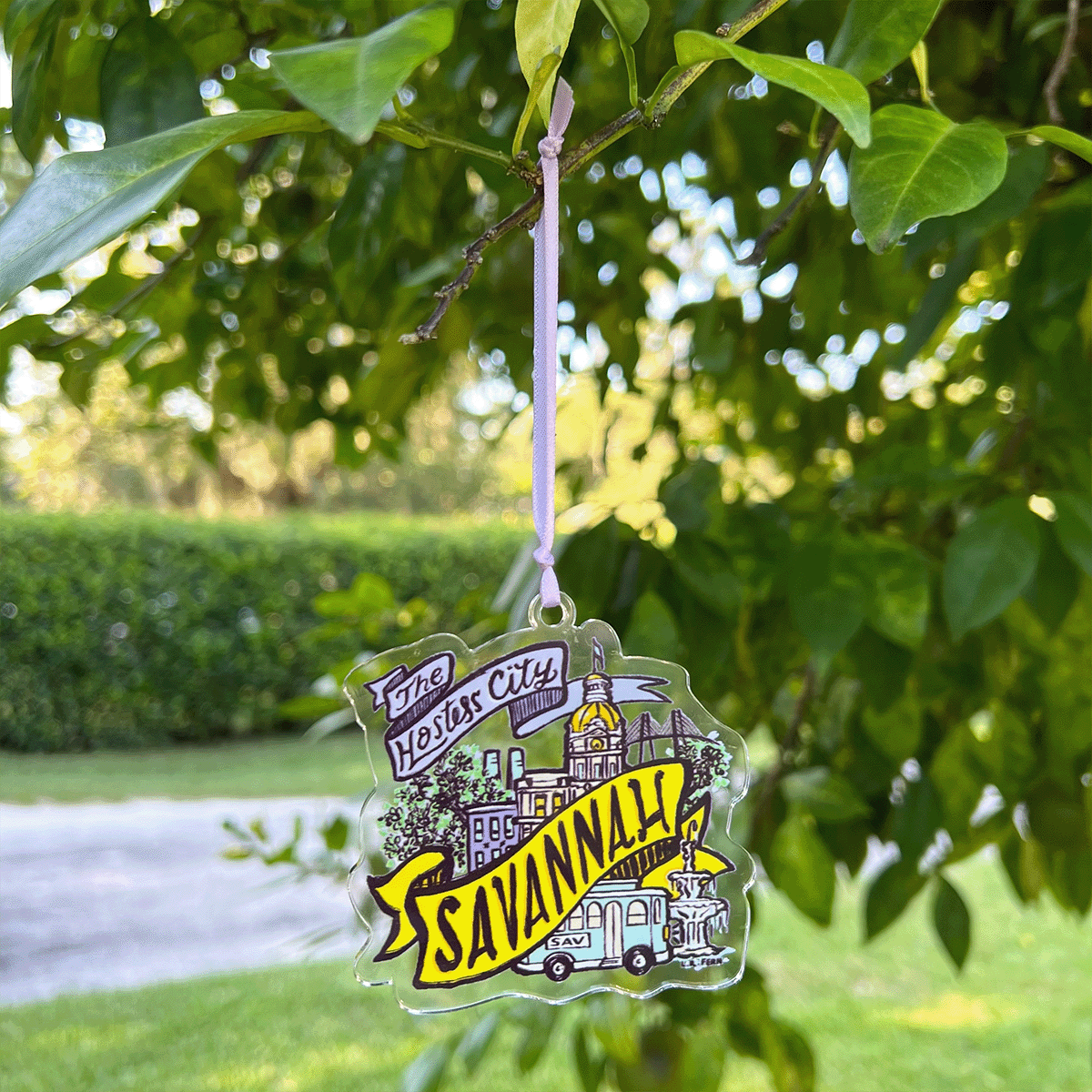 NEW Savannah Scroll Acrylic Christmas Ornament