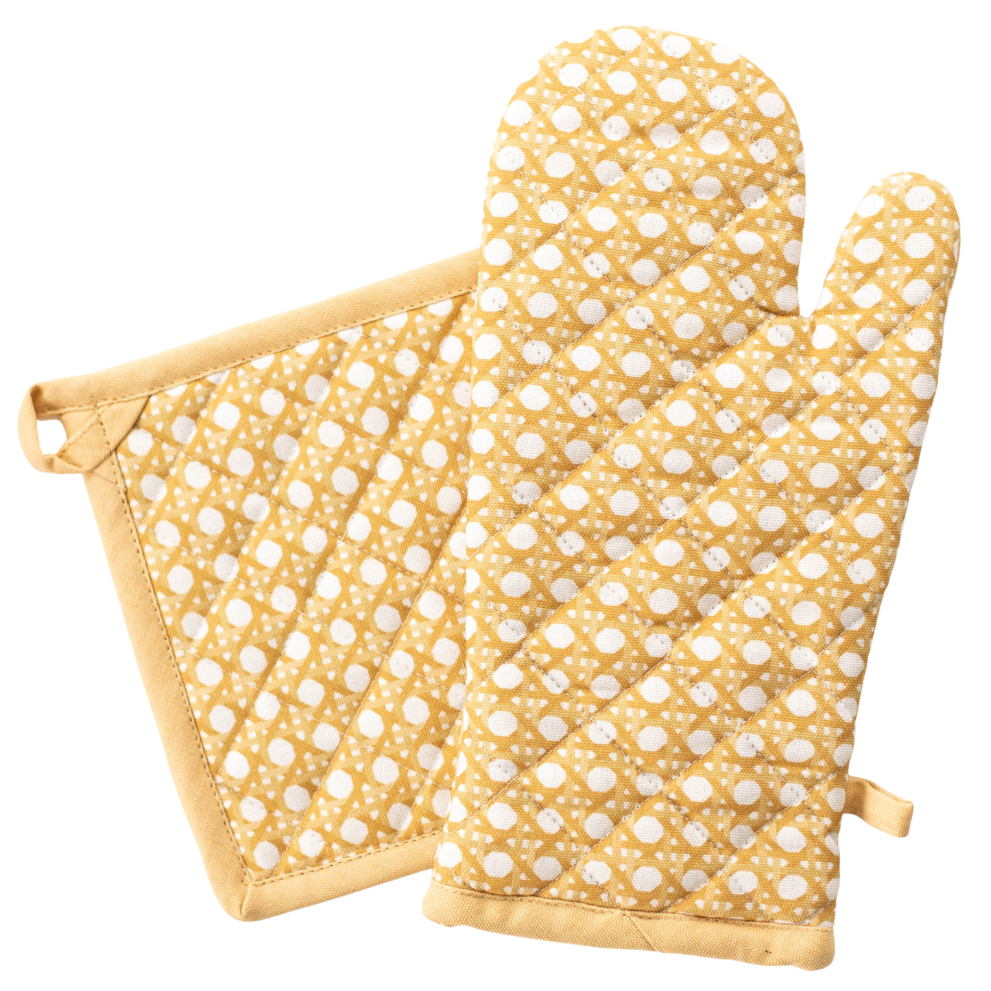 Cane Oven Mitt + Pot Holder Set
