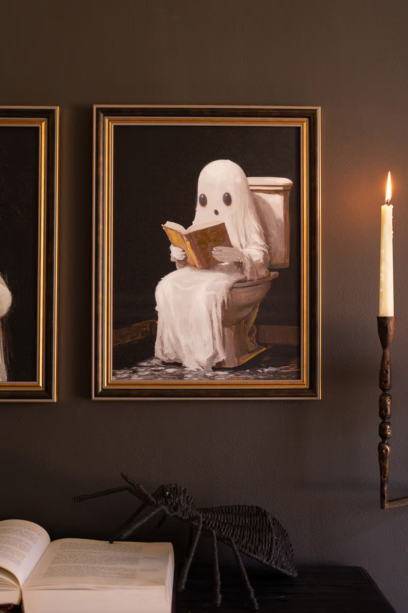 Ghost Reading on Commode Framed Painting
