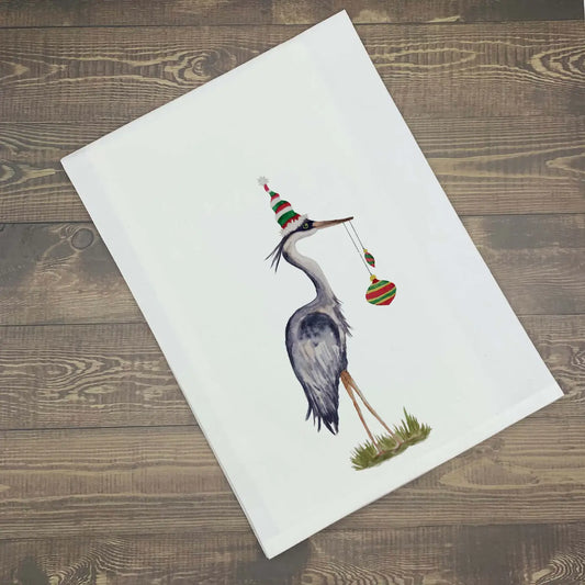 Heron Christmas kitchen towel