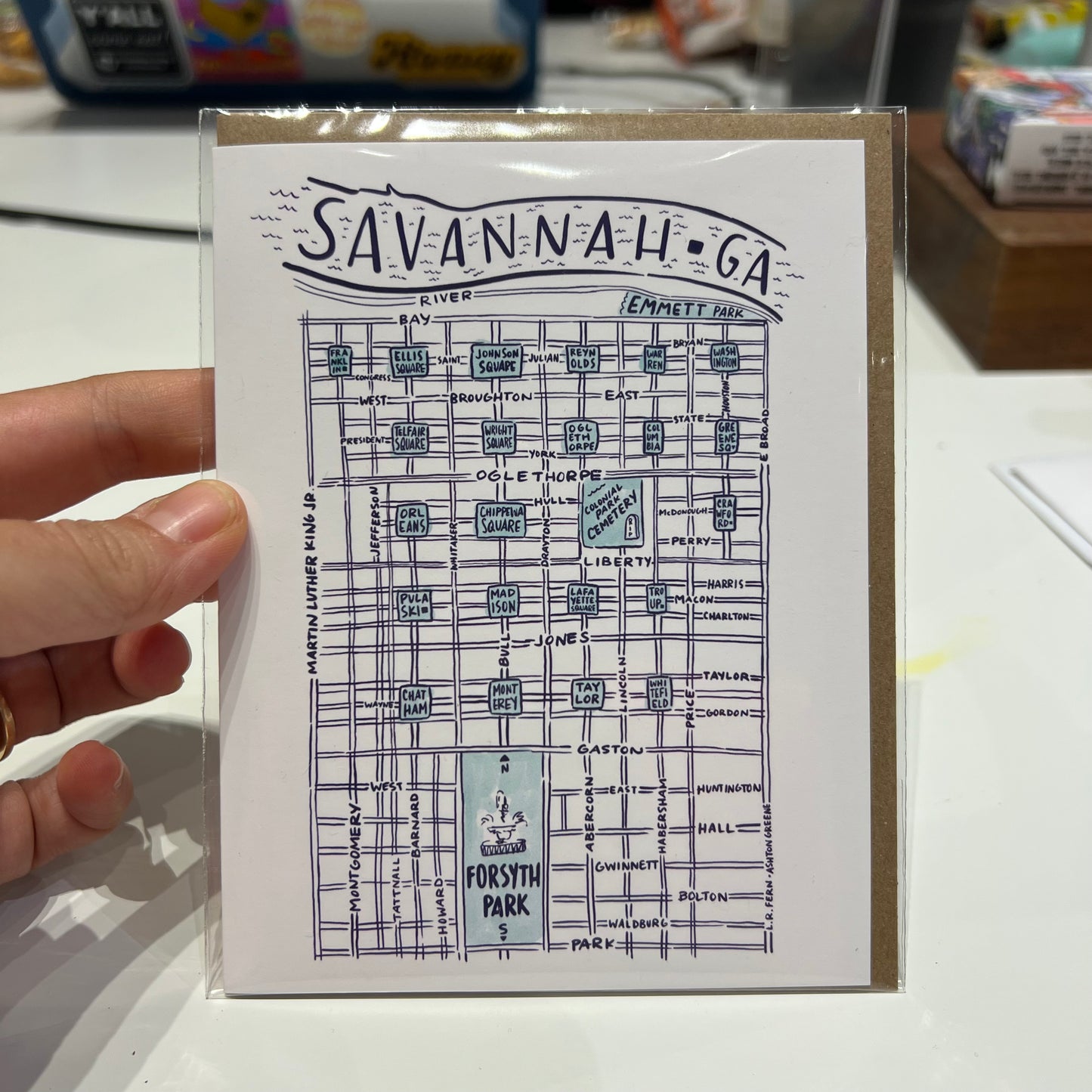 Savannah Squares & Grid Greeting Card