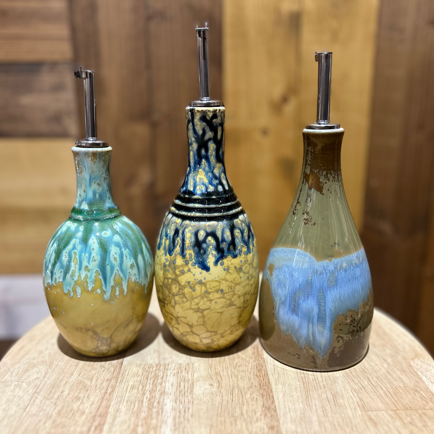 Stoneware Oil Cruet w/Stopper