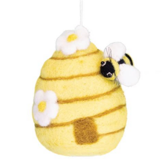 Fair-Trade Busy Beehive Felt Ornament
