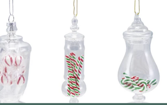 Glass candy jar with faux candy inside