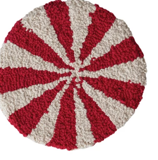 8" round tufted candy stripedtrivet
