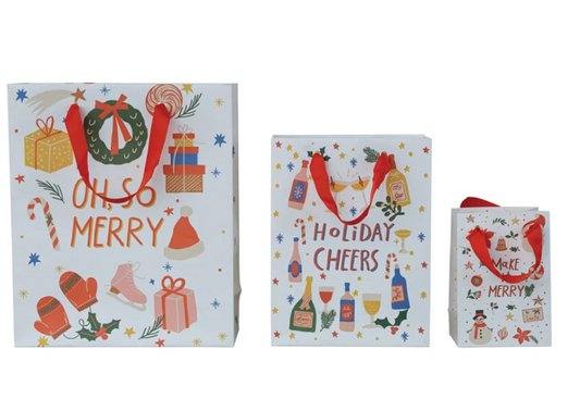 Holiday gift bags with saying