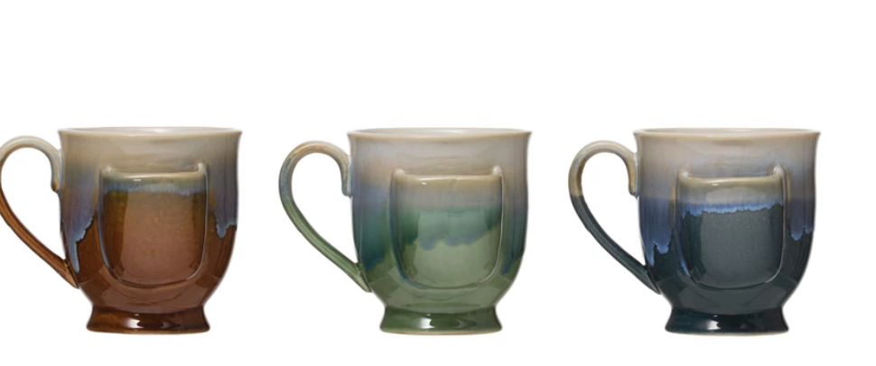 Stoneware mug with tea bag holder