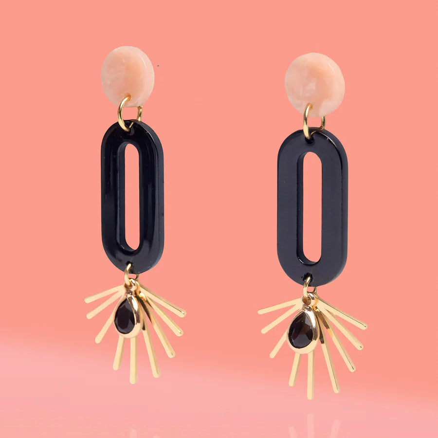 Black Oval Resin Starburst Hoop