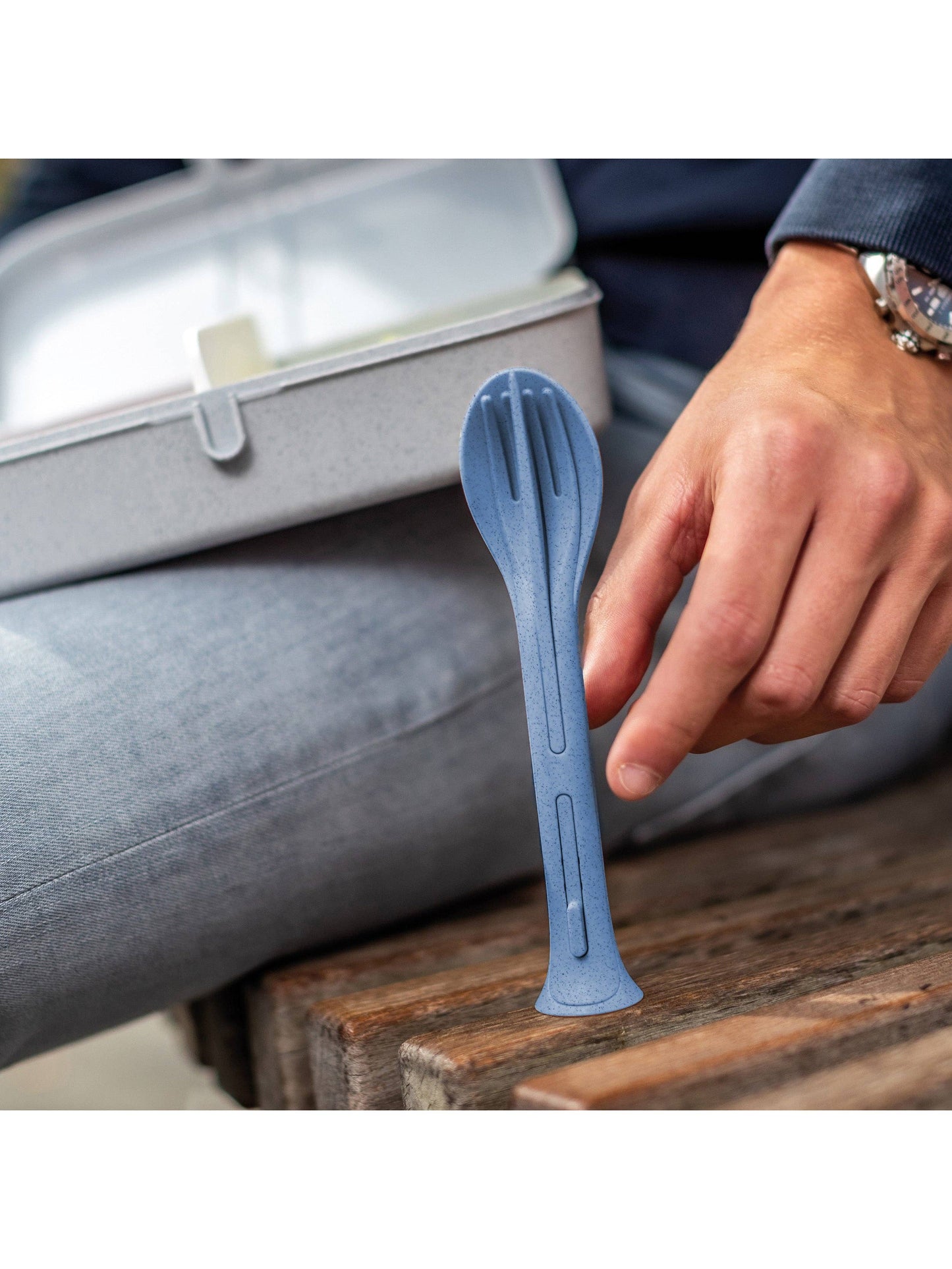 To-Go 3-piece cutlery set - Nature Flower Blue