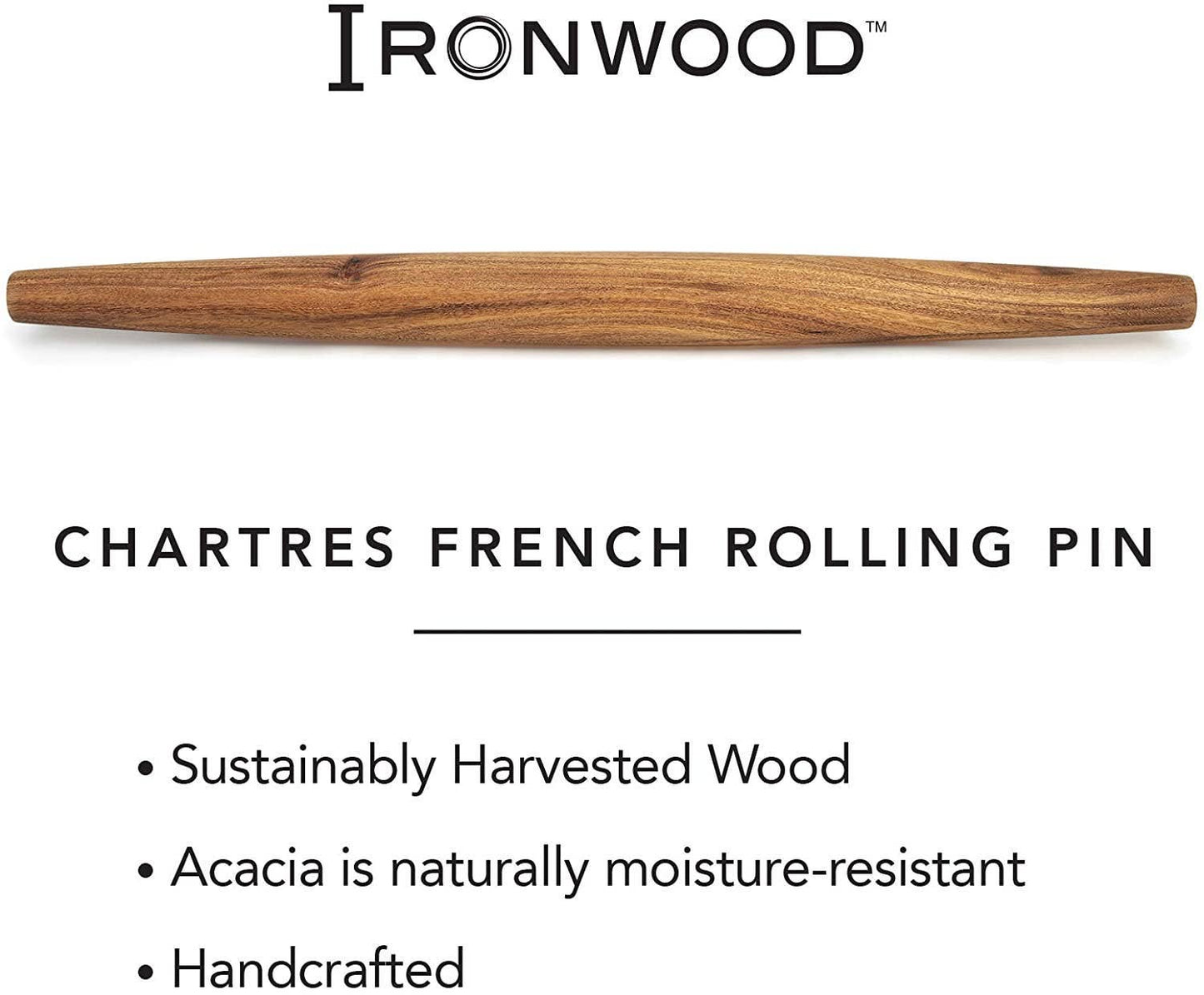 French Rolling Pin, Acacia, 20"