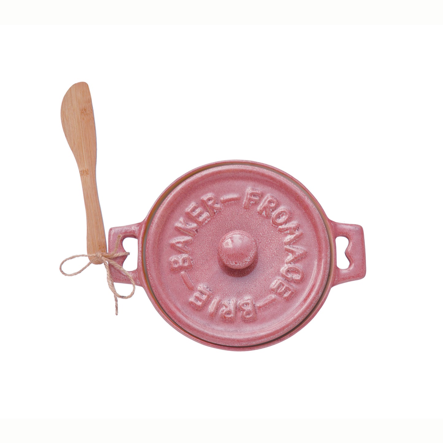 Stoneware Brie Baker w/Bamboo Spreader
