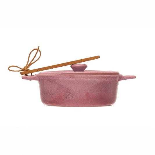Stoneware Brie Baker w/Bamboo Spreader