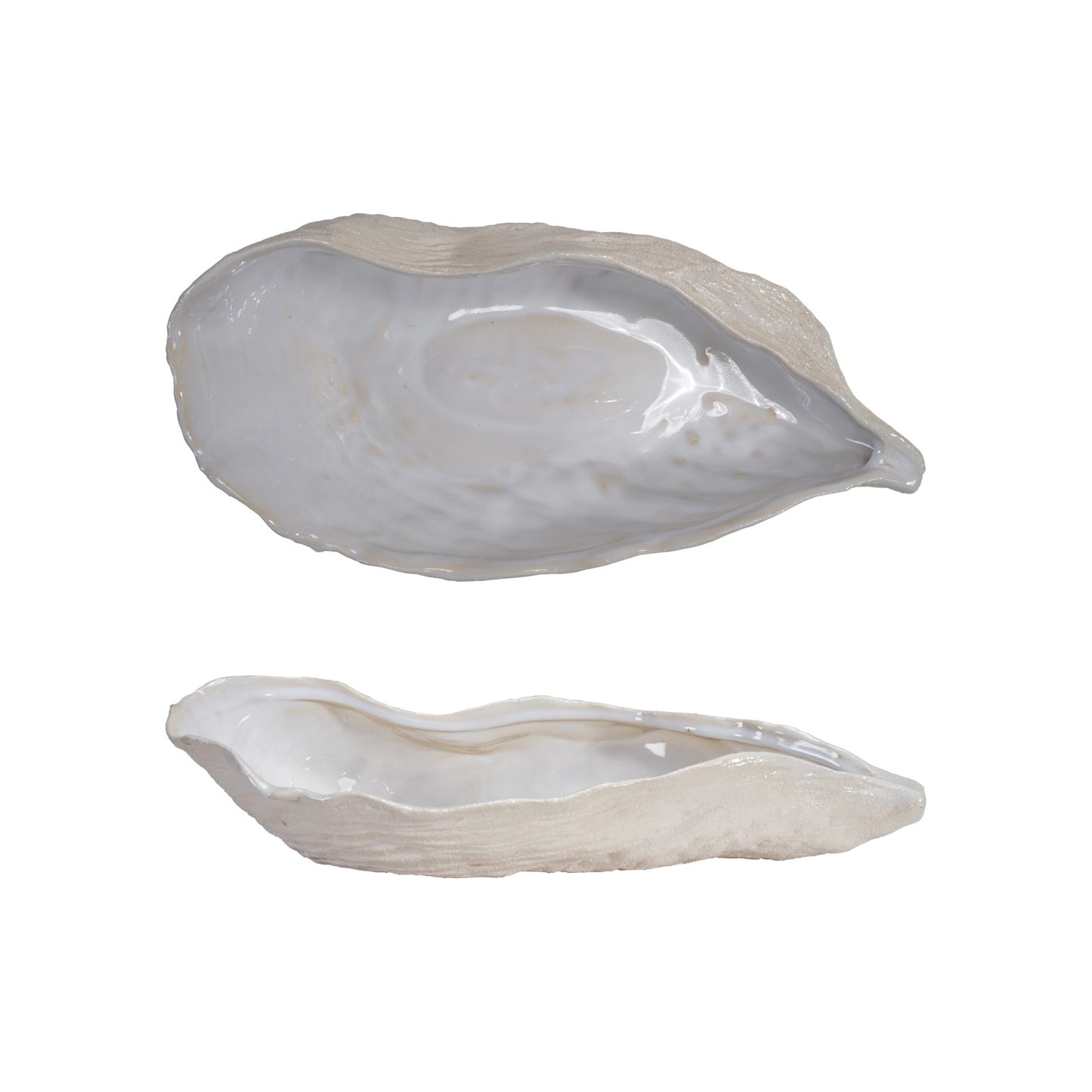 Stoneware oyster shaped dish