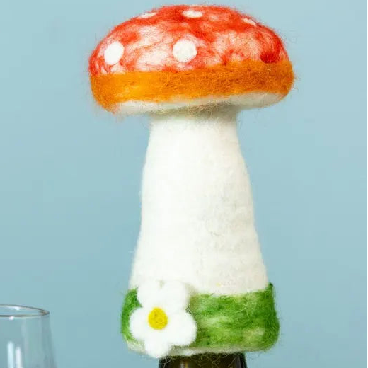 Felt Mushroom Bottle Topper Ornament