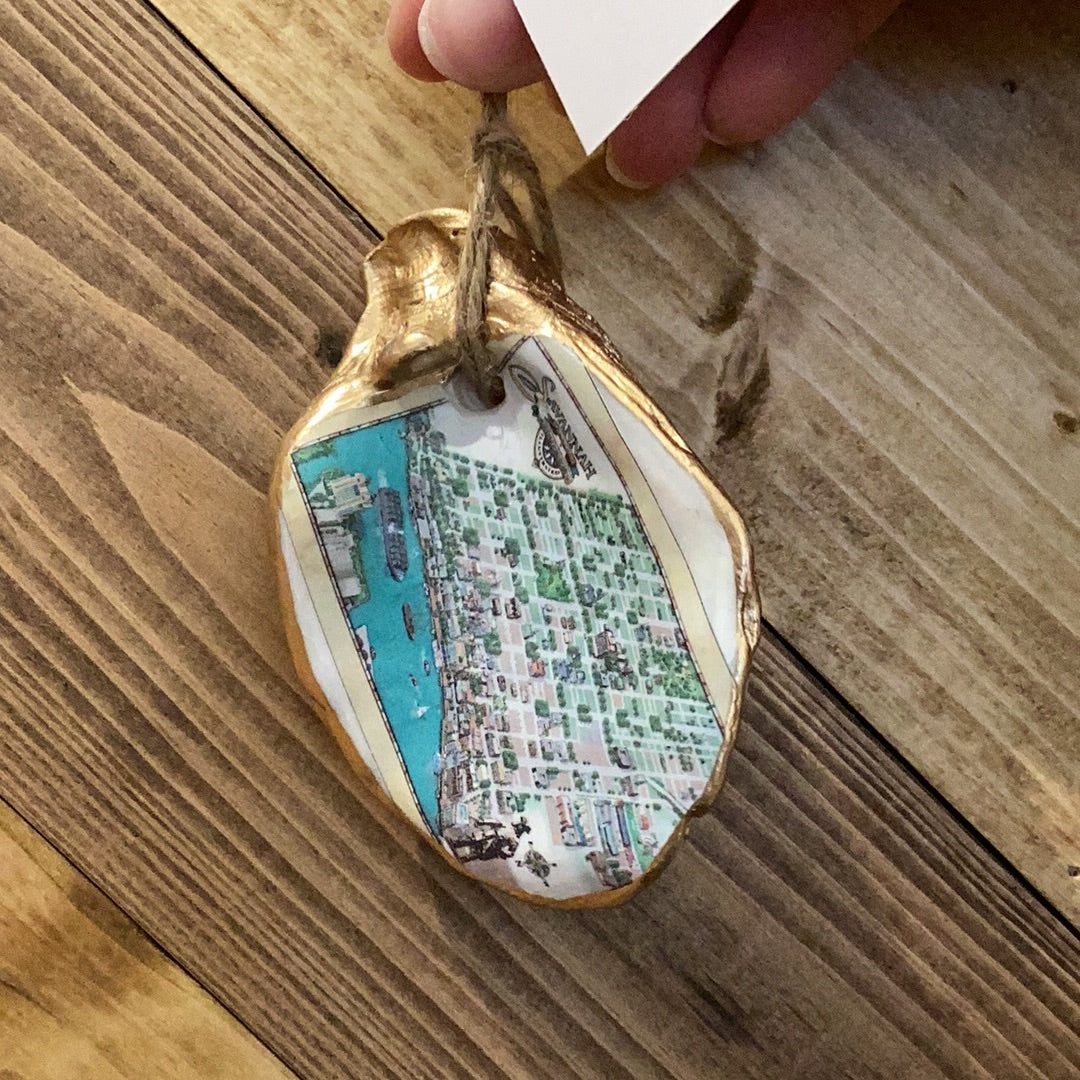 Downtown Savannah Map- TrueSouth Oyster Ornaments