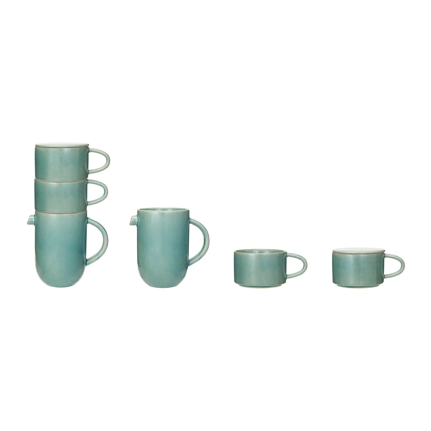 Set of 3, Pitcher w/ (2) Stackable Mugs & Lid