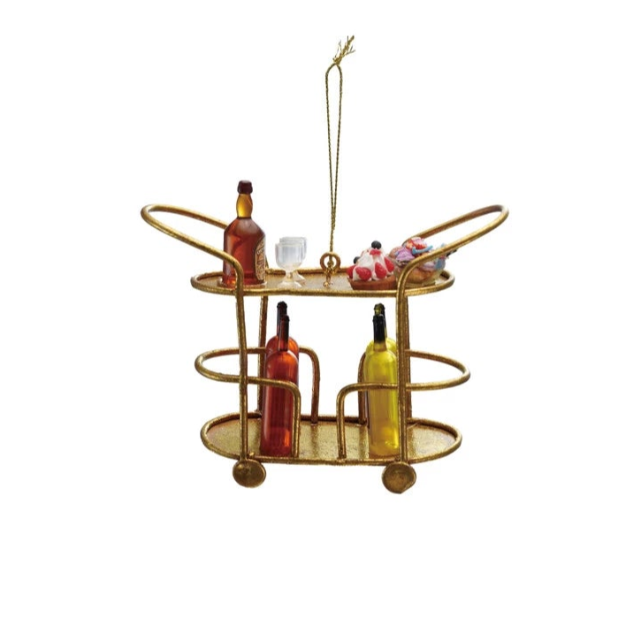 Mid-Century Bar Cart Christmas Ornament