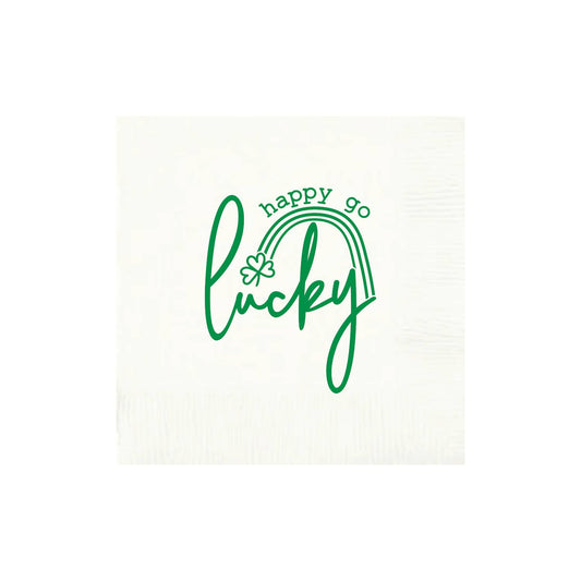 White Happy Go Lucky Cocktail Napkins