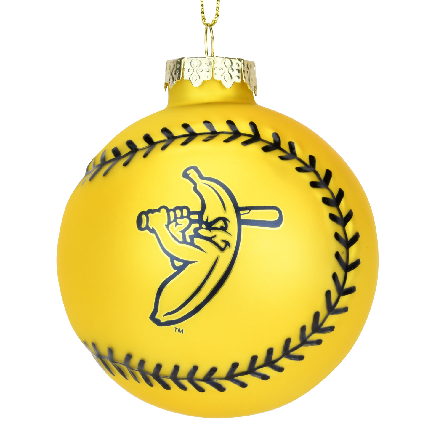 Tree Buddees x Savannah Bananas Yellow Banana Ball Baseball Shaped Glass Official Banana Ball Ornament - Limited Edition