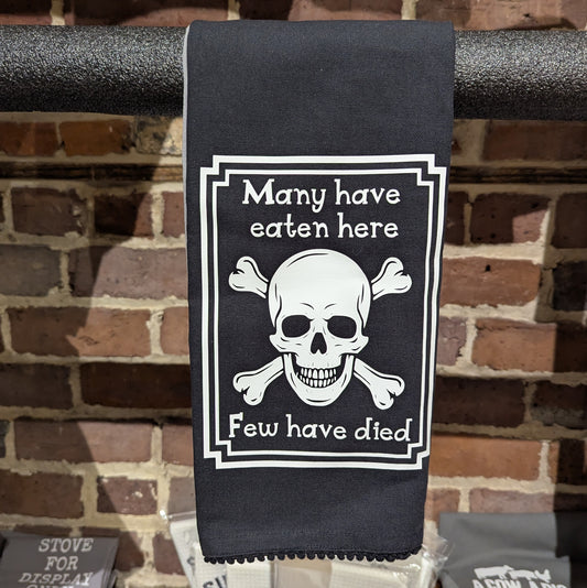 Many Have Eaten Here Tea Towel - Black