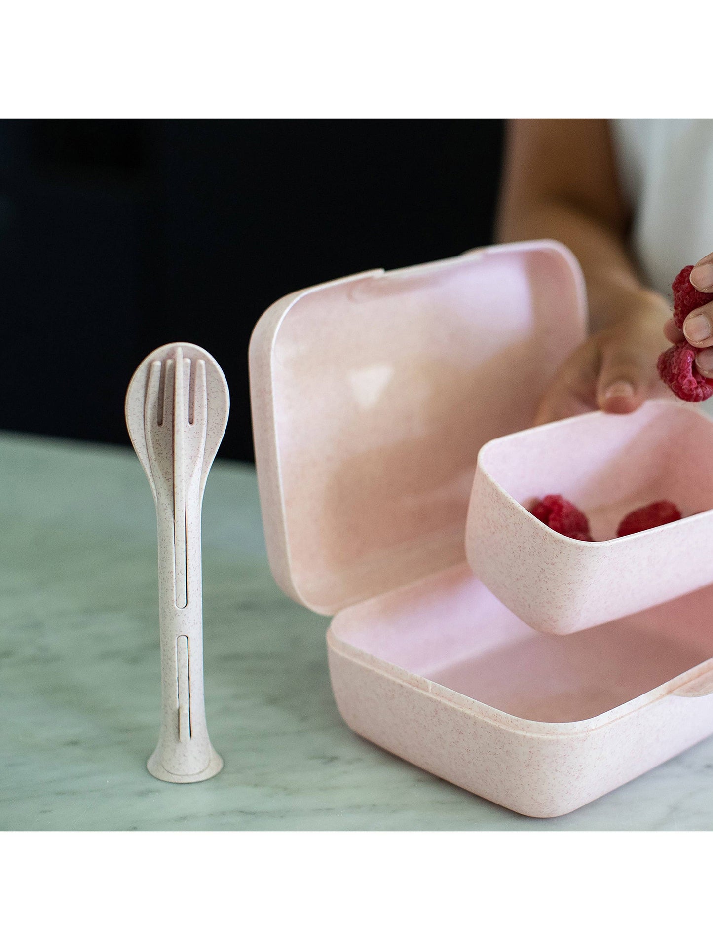 To-Go 3-piece cutlery set - organic pink