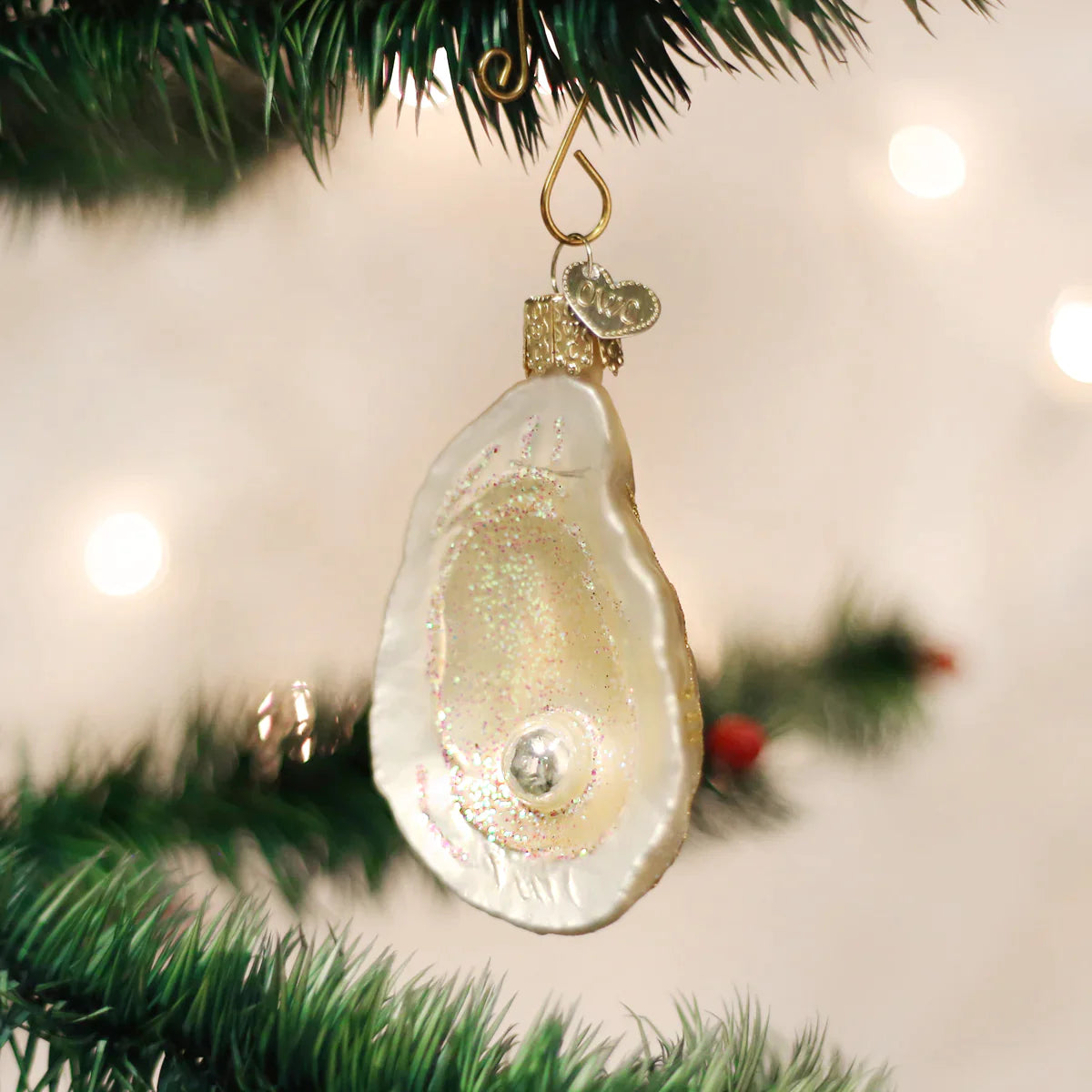 Oyster Ornament with Pearl