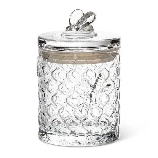 Honeycomb Glass Jar with Sealed Lid, Bee Accents
