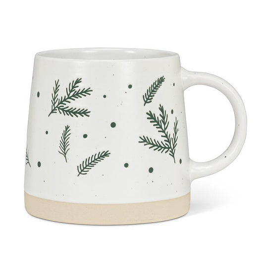 wide base mug with pine branches