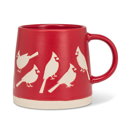 wide base mug with cardinals