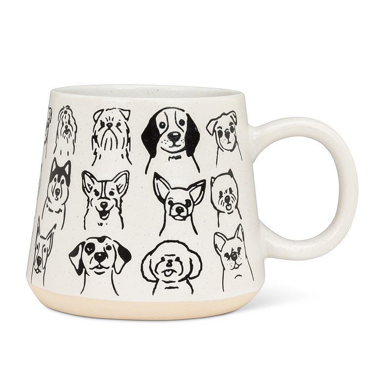 wide base mug with dogs