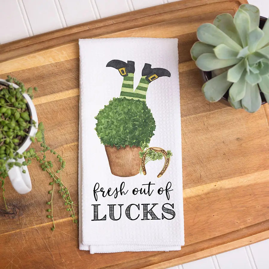 Out of Lucks Shamrock Kitchen Towel, St Patrick's Dish Towel
