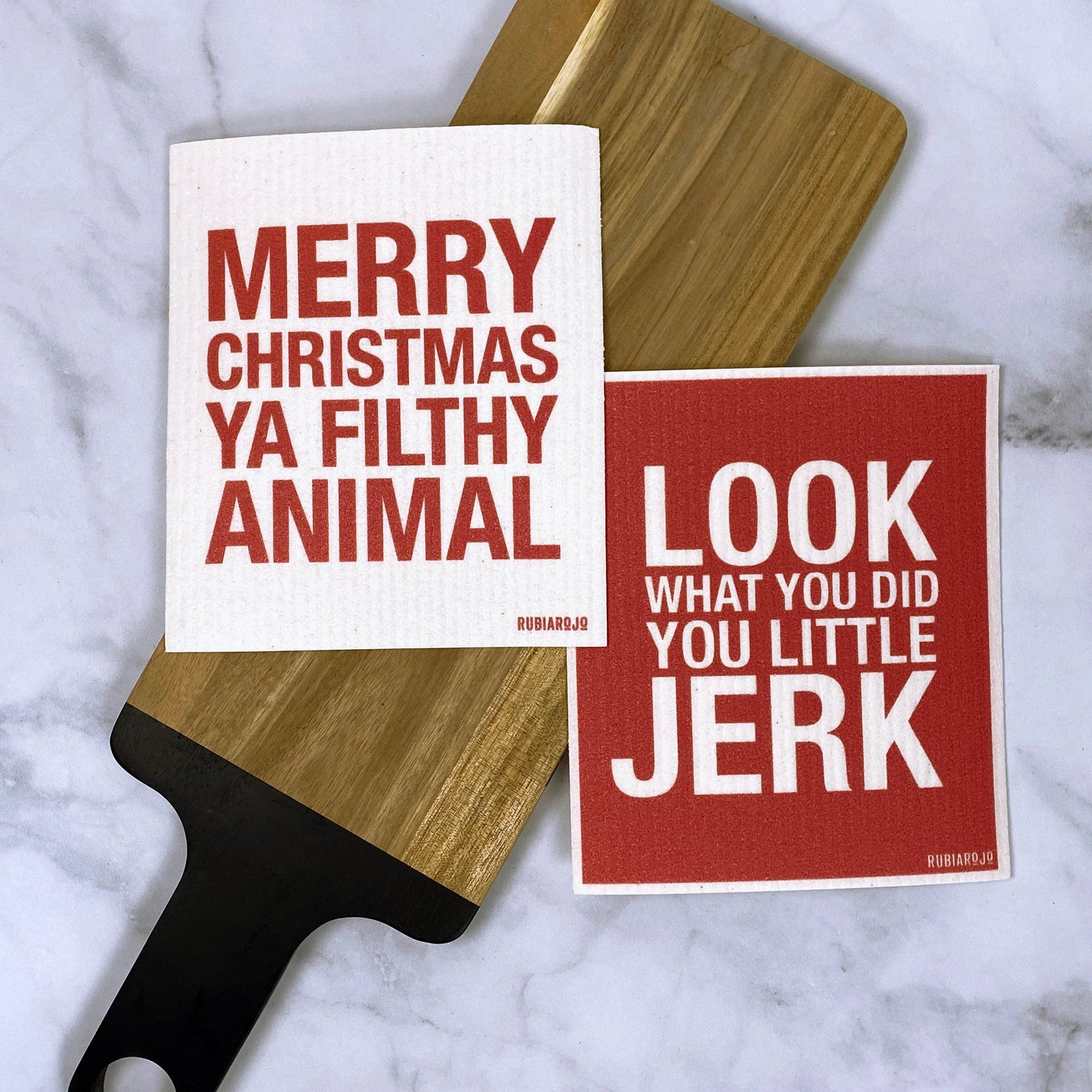 Merry Christmas Ya Filthy Animal holiday Swedish dishcloth