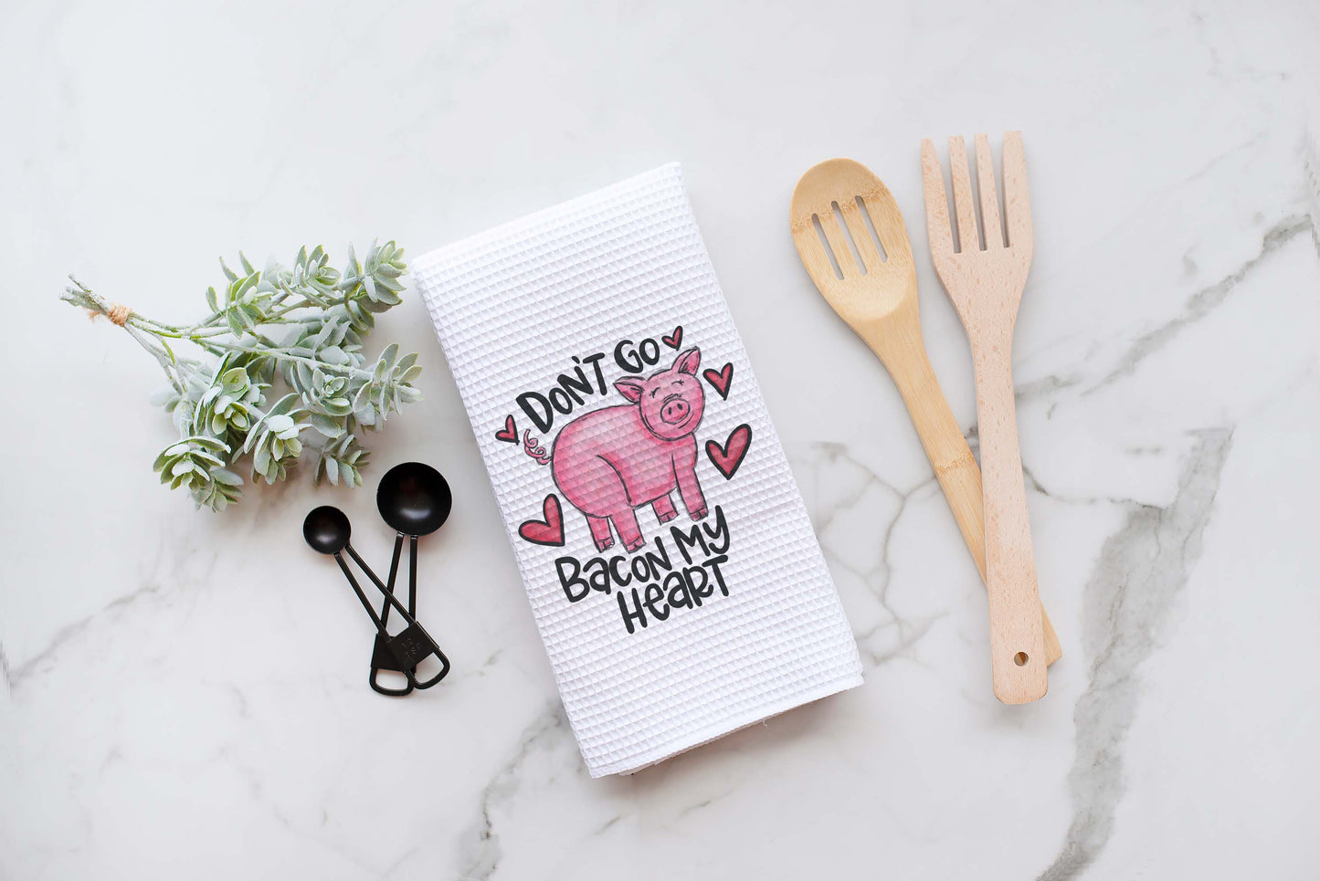 Don't Go Bacon My Heart Towel, Valentines Farm Kitchen Décor: Transparent Cellophane Sleeve