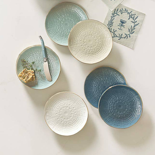 Gold Rim Stamped Cocktail Plate