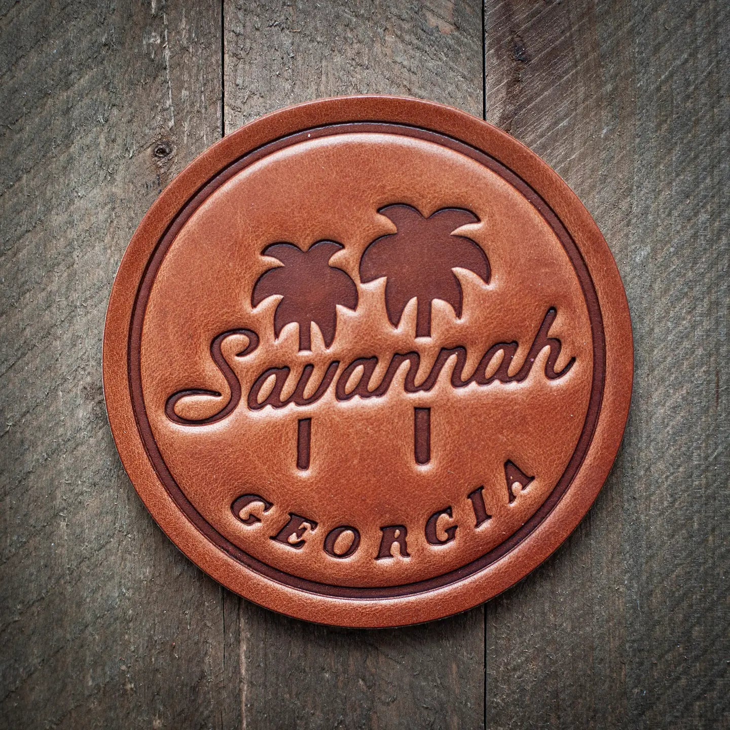 Savannah Georgia Leather Coaster