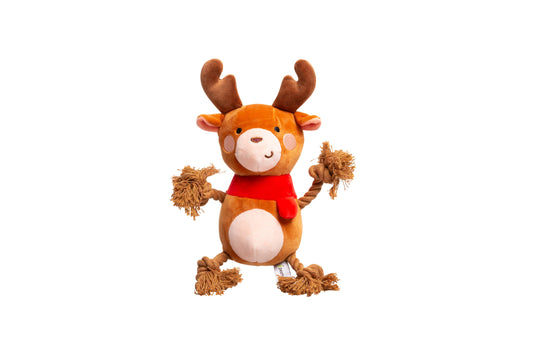 Reindeer Plush Rope Christmas Dog Toy, Holiday Pet Gift