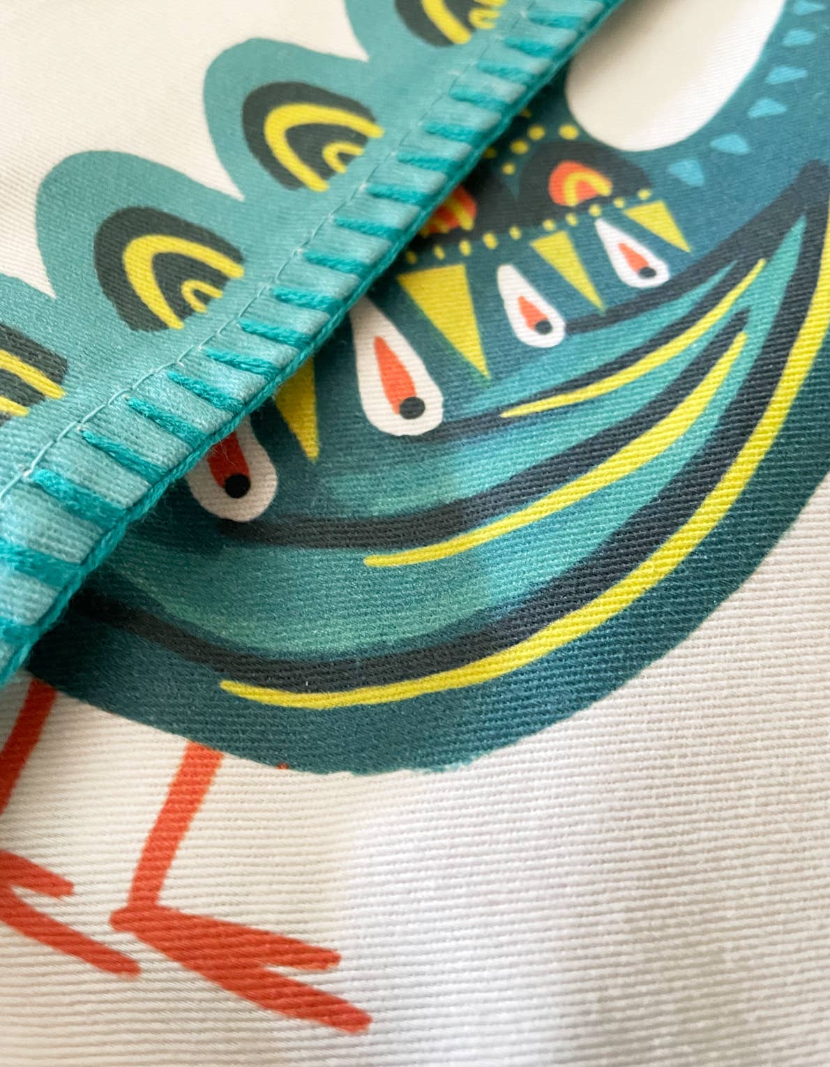 Peacock Menorah Cotton Tea Towel with Embroidered Detail