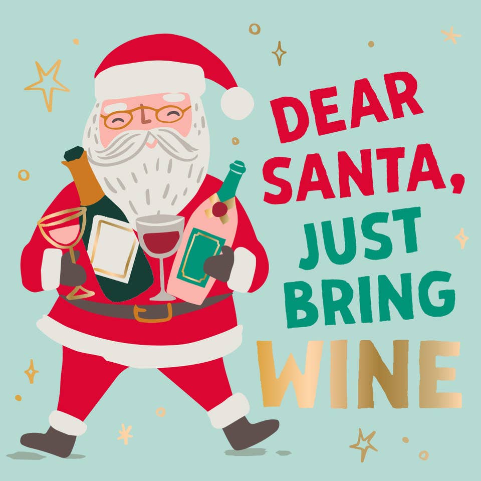 Dear Santa, Bring Wine Cocktail Napkins