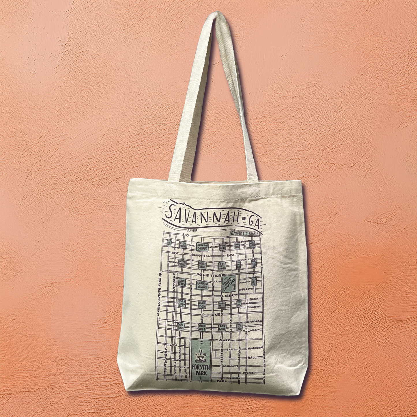 Savannah Squares & Grid Tote Bag
