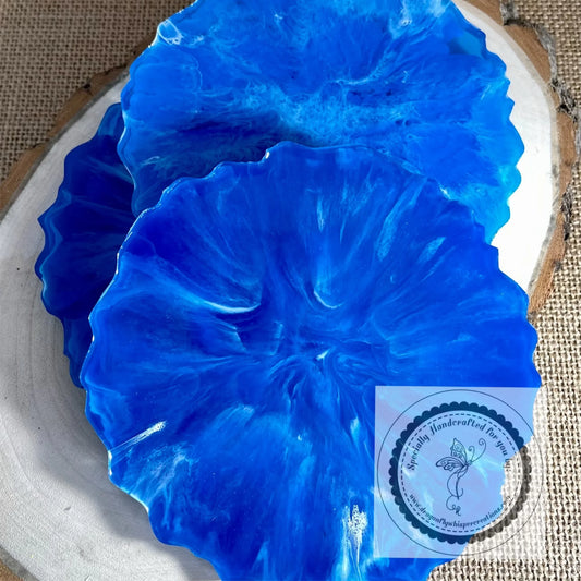 Ocean resin coaster with cork bottom