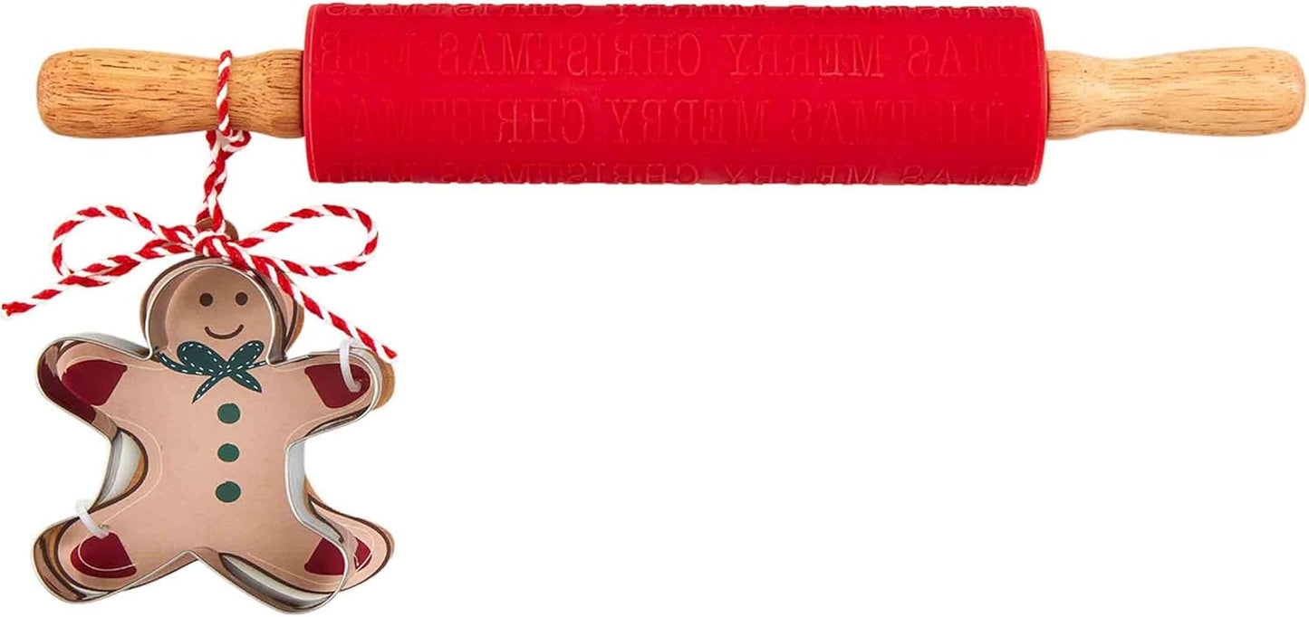 Merry Christmas Rolling Pin & Cookie Cutter Set