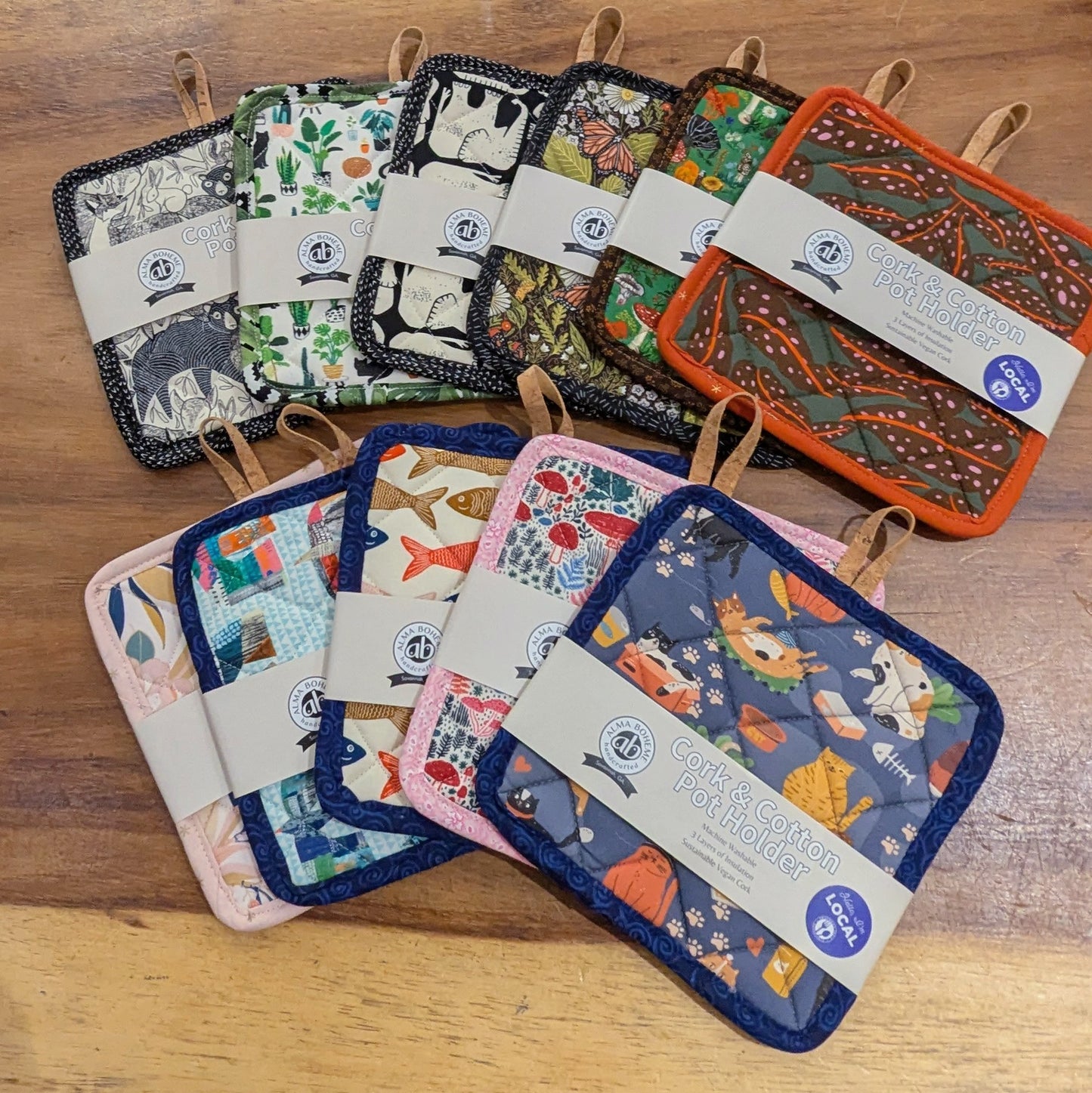 Quilted Cork & Cotton Pot Holder - Alma Boheme