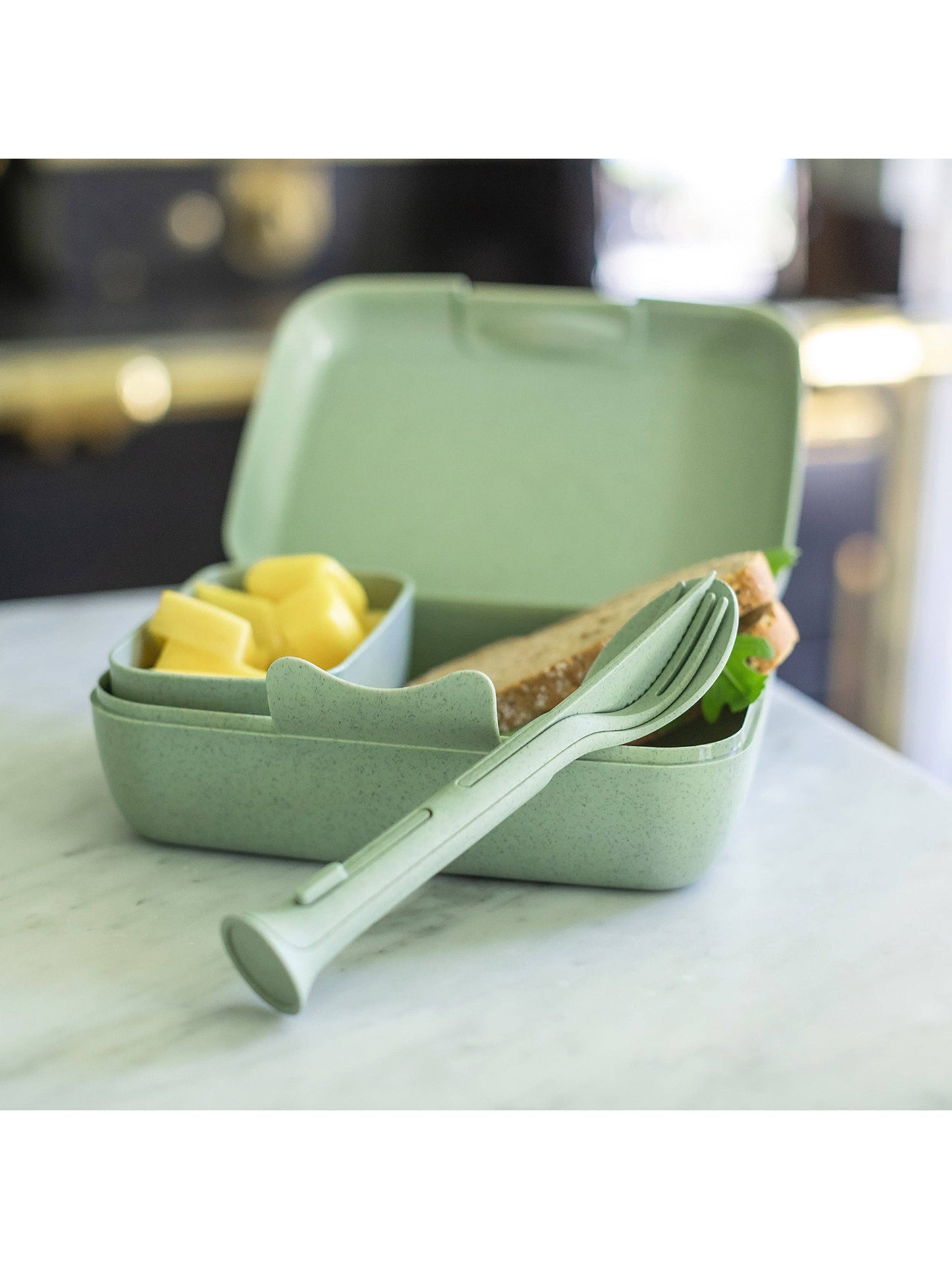 To-Go 3-piece cutlery set - Nature leaf green