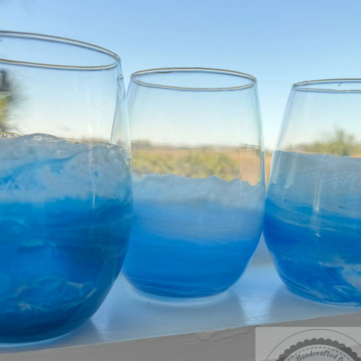 Wine glass ocean resin