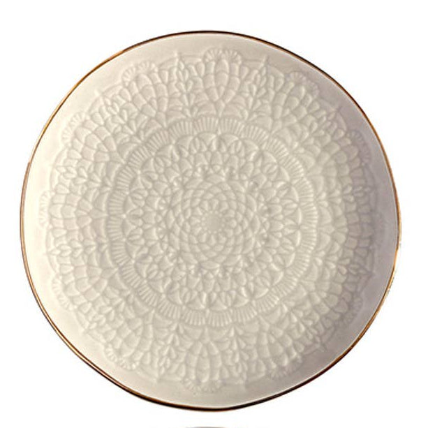 Gold Rim Stamped Cocktail Plate