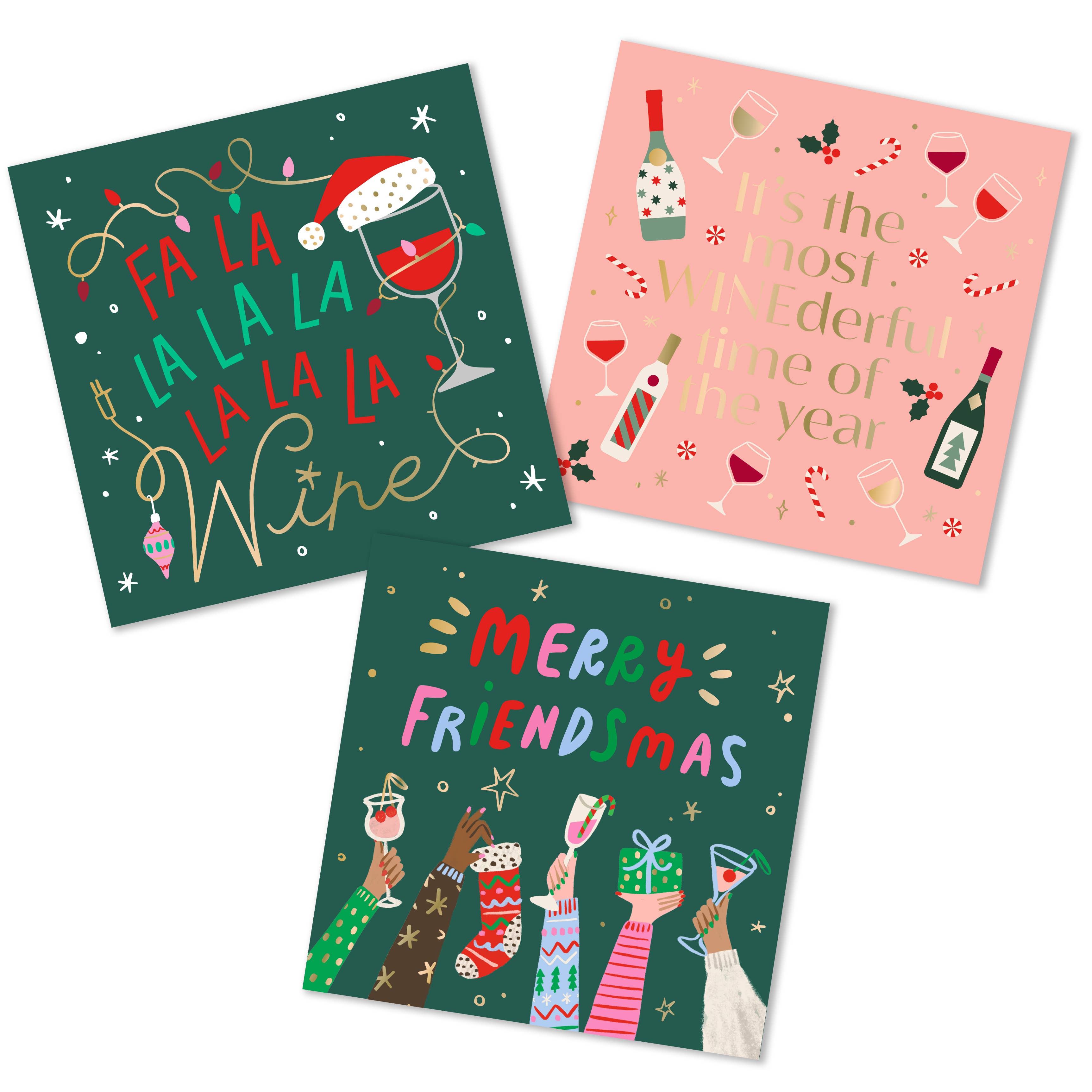 Christmas Cocktail Napkins Merry Friendsmas Foil