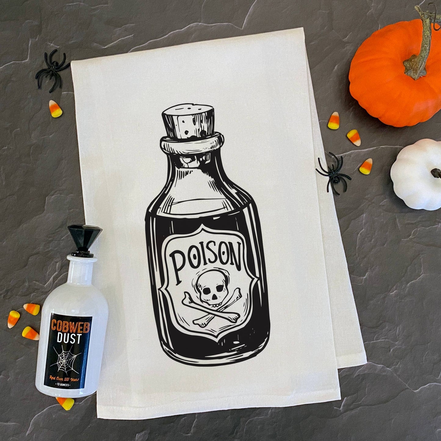 Poison Bottle Spooky Halloween Flour Sack Kitchen Tea Towel