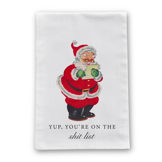 Shit List Christmas Tea Towel