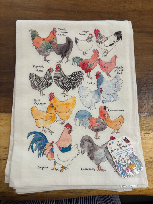 Chicken Varieties Tea Towel - Avery's Home